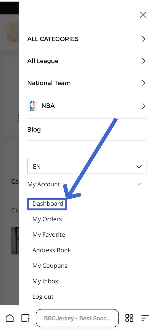 Mobile screen: account dashboard