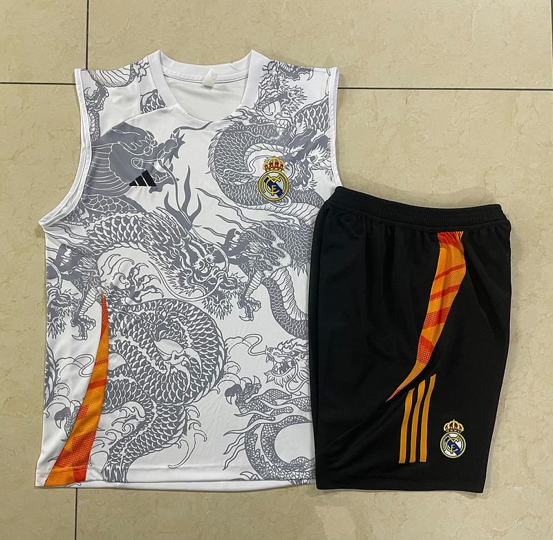 24/25 Real Madrid White Training Set Shirt and Shorts