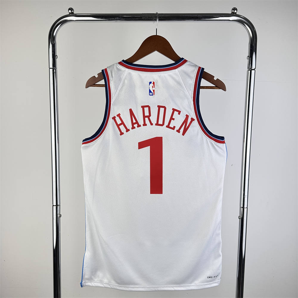 NBA Los Angeles Clippers 24/25 Round Neck White Jersey HARDEN#1 S-XXL
