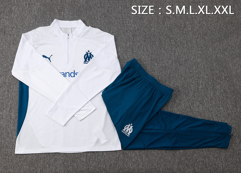 24/25 Marseilles White Long-sleeved half-pull training kit Football team kit