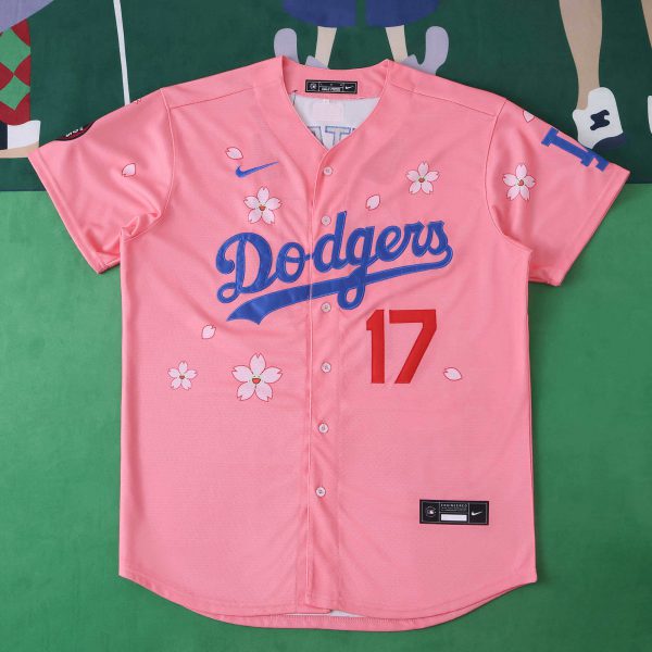 MLB LosAngeles Dodgers Pink Jersey Flower Edition OHTANI #17