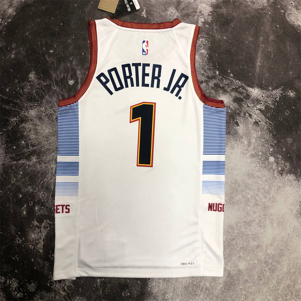 NBA Denver Nuggets Round Neck White jersey PORTER#1 S-XXL