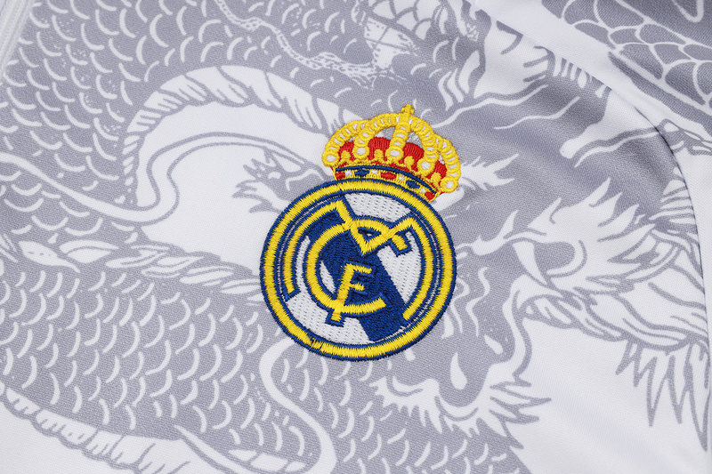 24/25 Real Madrid White Long-sleeved half-pull training kit Football team kit