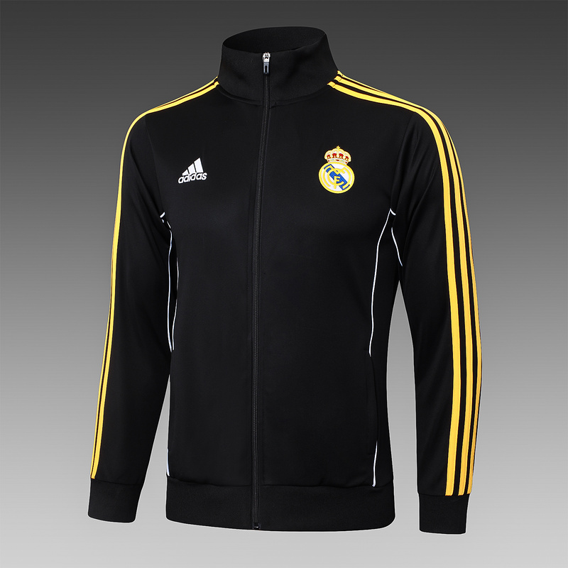 2025/26 Real Madrid Black Jacket Training Suit Set Football Team Shirt Sports Fashion