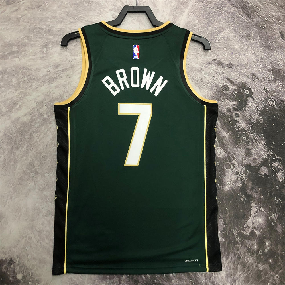 NBA Boston Celtics Round neck Deep Green Jersey Brown#7 S-XXL