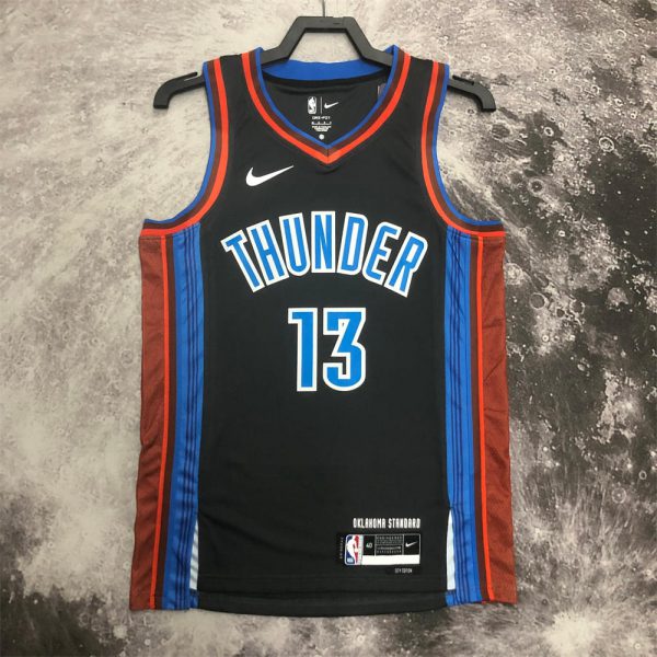 NBA Oklahoma City Thunder V-Neck Black Jersey GEORGE#13 S-XXL