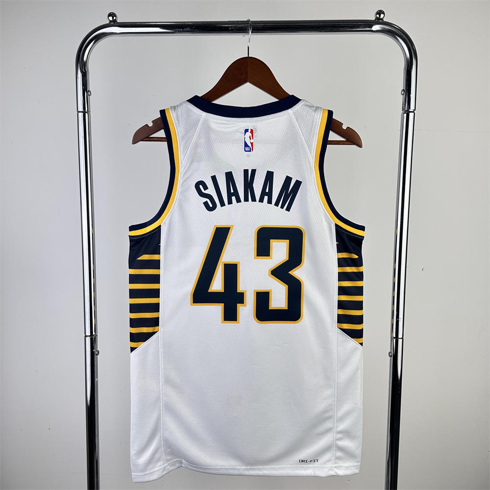 NBA Indiana Pacers V-Neck White Jersey SIAKAM#43 S-XXL