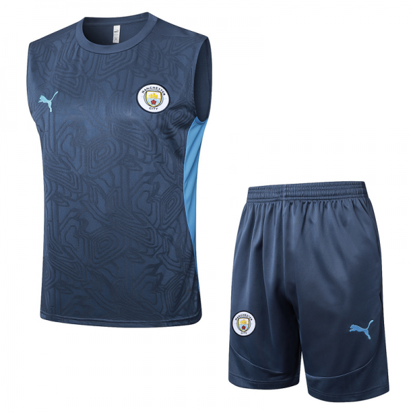 24/25 Manchester City Mid Blue Training Set Shirt and Shorts
