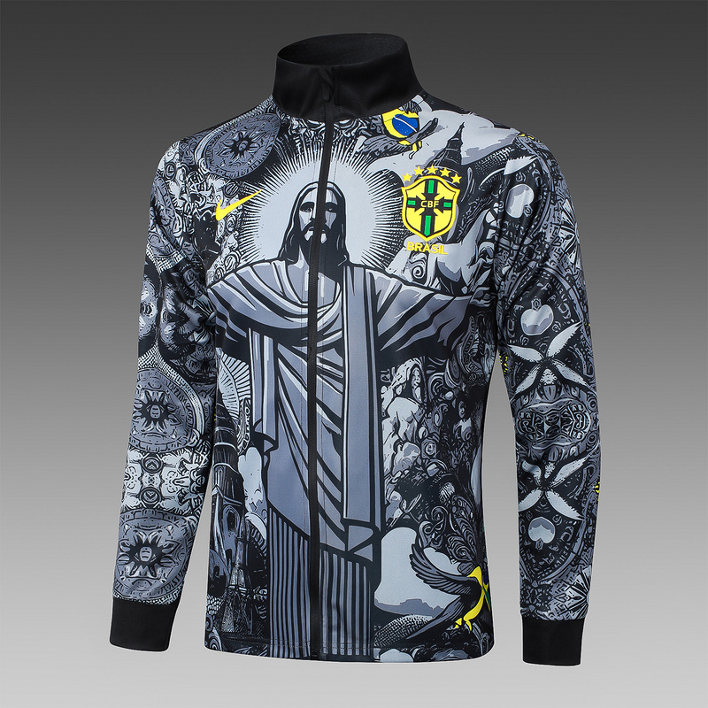 2024/25 Brazil Black Jacket Training Suit Set Football Team Shirt Sports Fashion