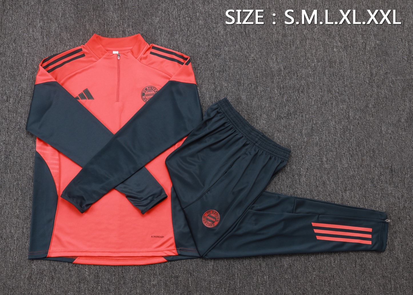 202526 Bayern Munich orange-black Long-sleeved half-pull training kit Football team kit