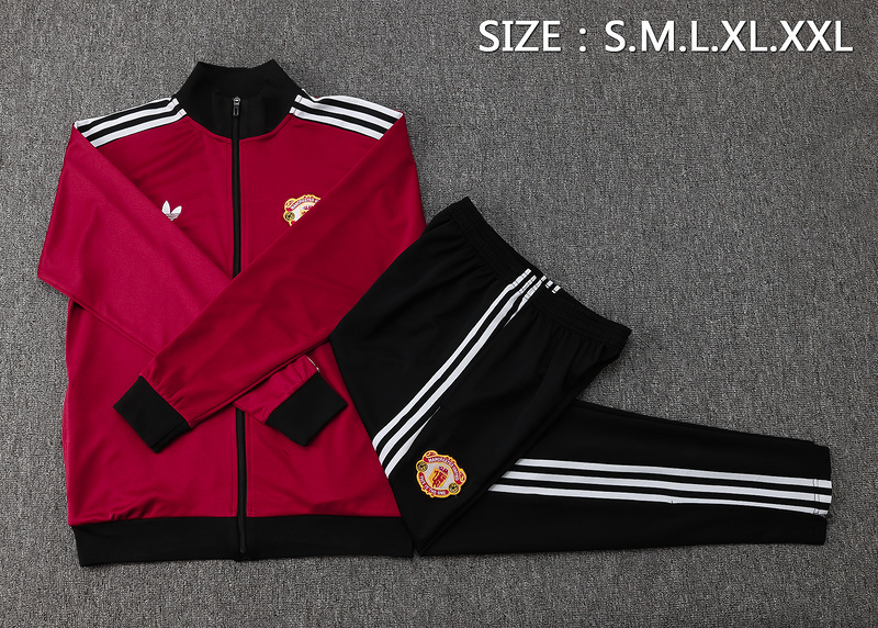2024/25 Manchester United Red Jacket Training Suit Set Football Team Shirt Sports Fashion