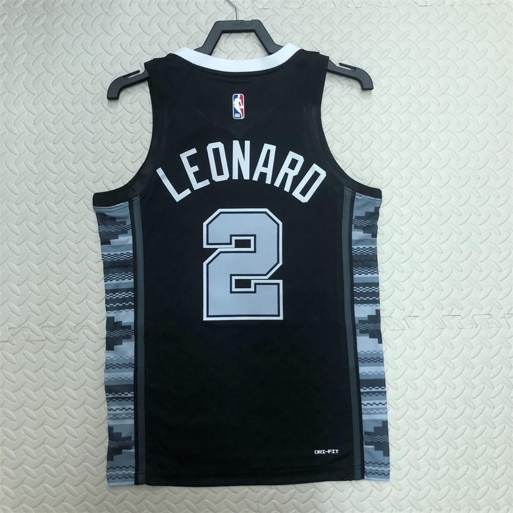 NBA San Antonio Spurs V-Neck Black jersey LEONARD#2 S-XXL