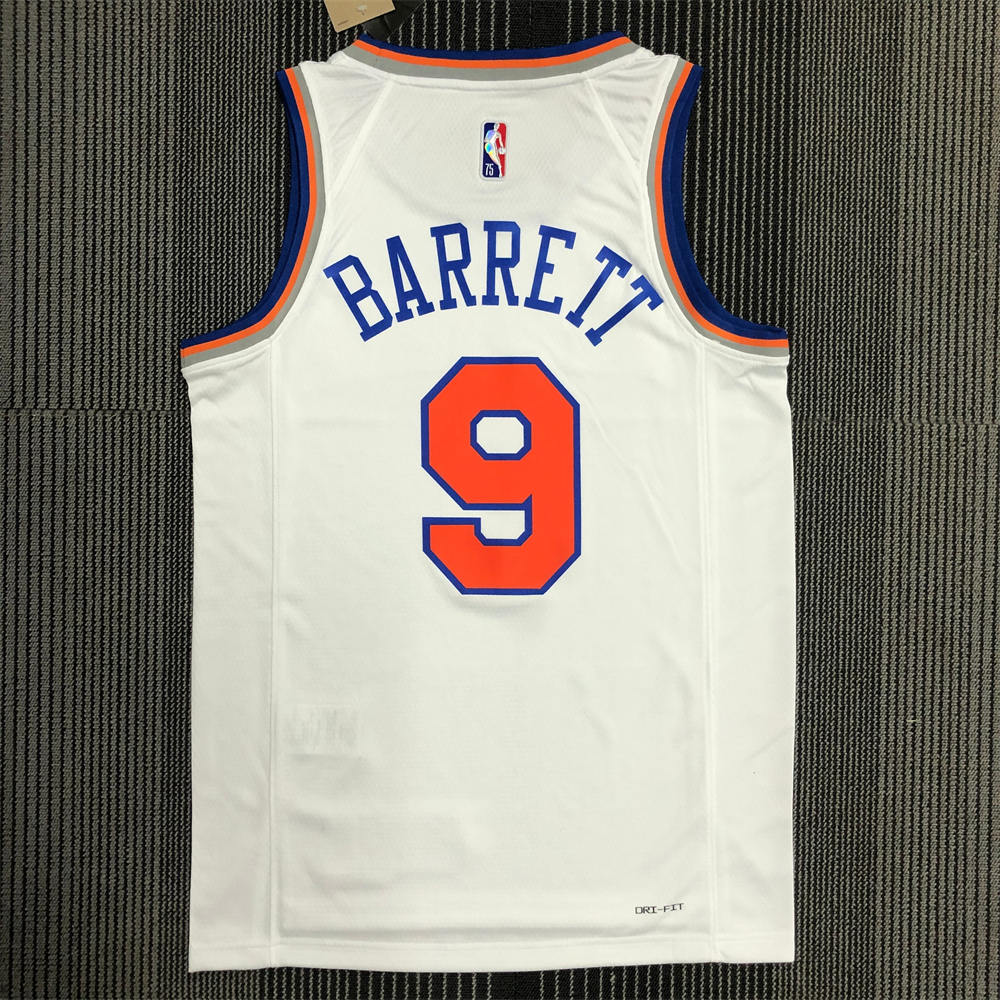 NBA New York Knicks Round Neck White 75th Anniversary jersey BARRETT#9 S-XXL