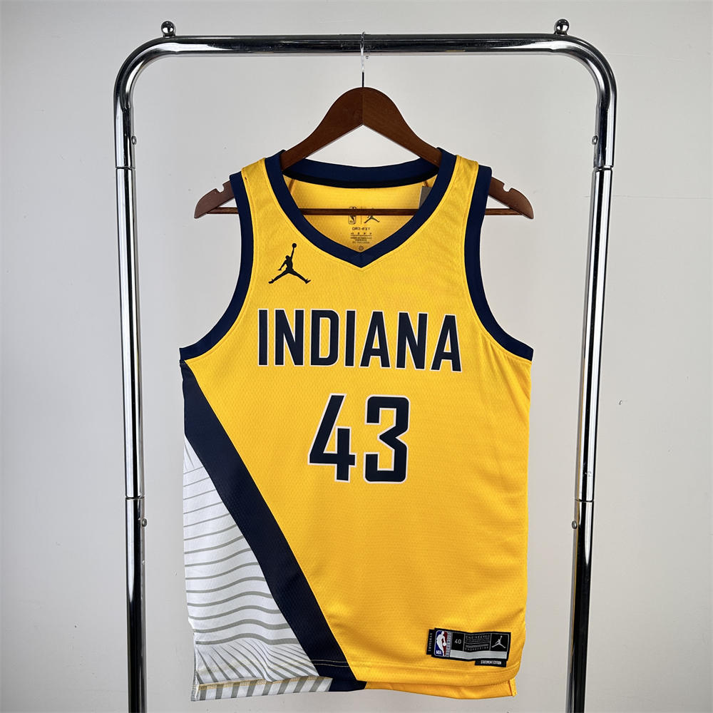 NBA Indiana Pacers 2024 JORDAN Edition V-Neck Yellow Jersey SIAKAM#43 S-XXL