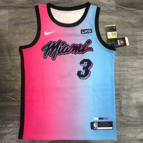 NBA Miami Hearts round neck Gradient Jersey WADE#3 S-XXL