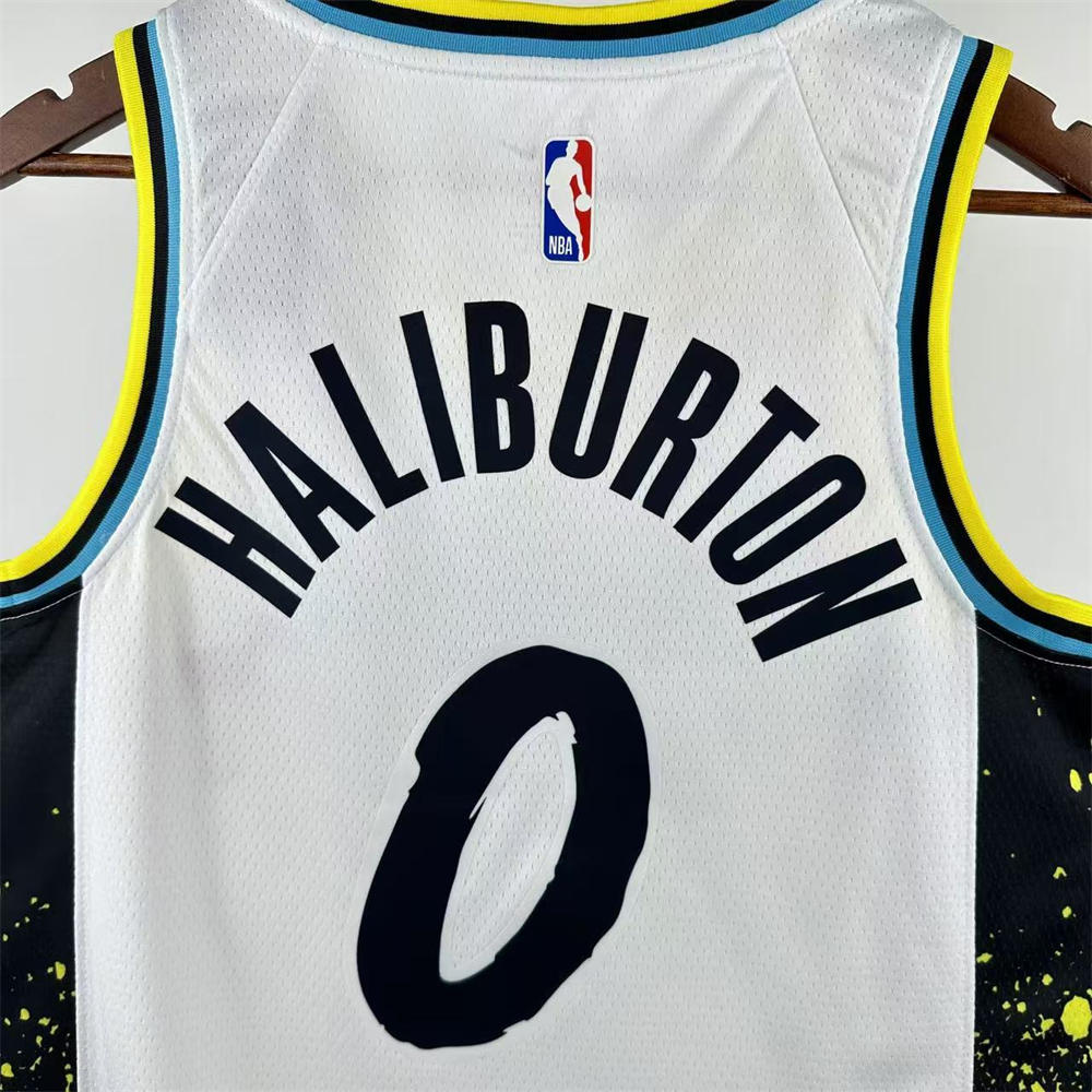 NBA Indiana Pacers 24/25 City Edition V-Neck White Jersey HALIBURTON#0 S-XXL