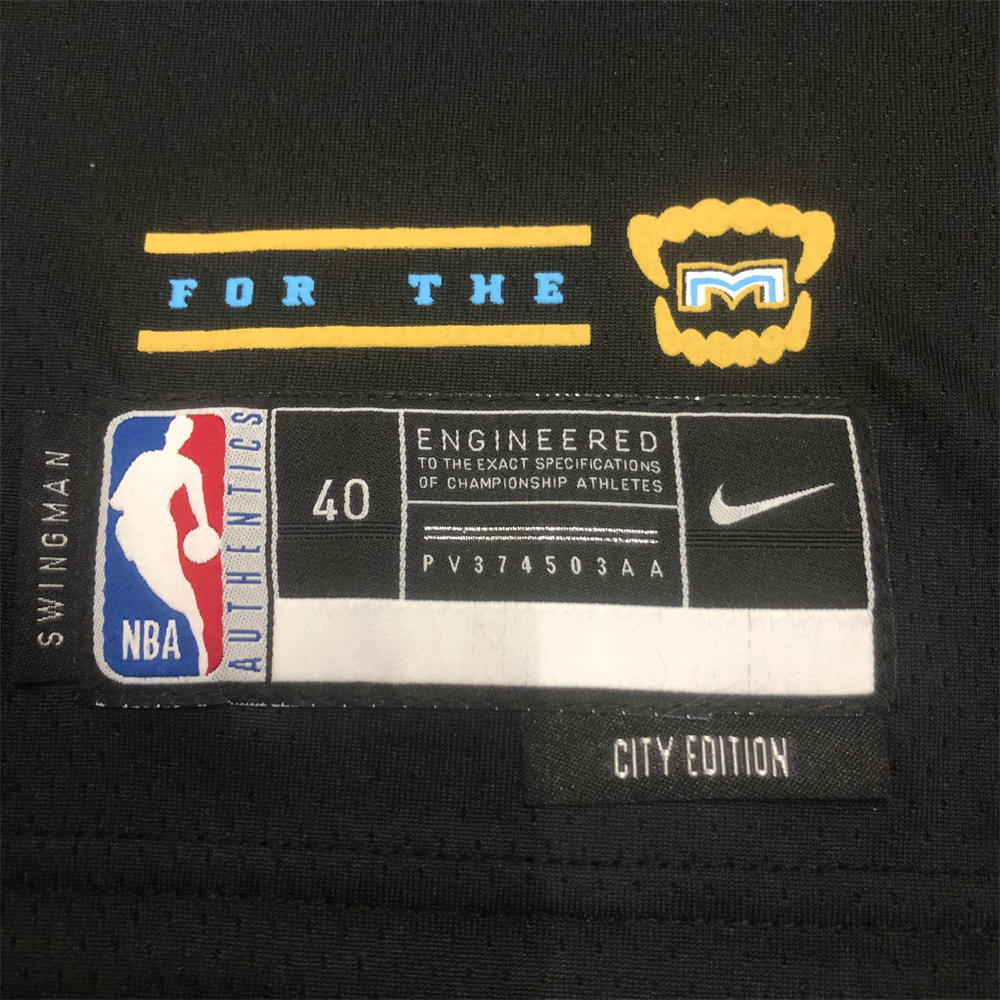 NBA Memphis Grizzies V-Neck Black Jersey MORANT #15 S-XXL