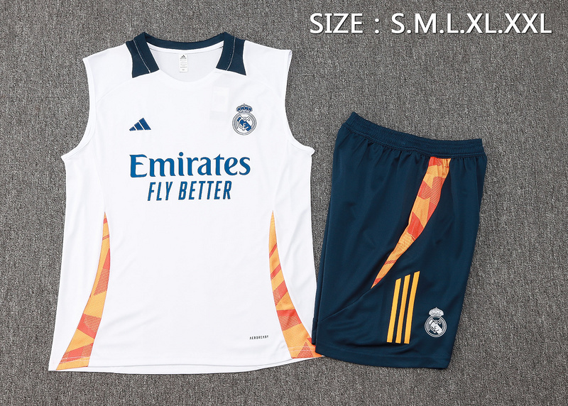 24/25 Real Madrid White Training Set Shirt and Shorts