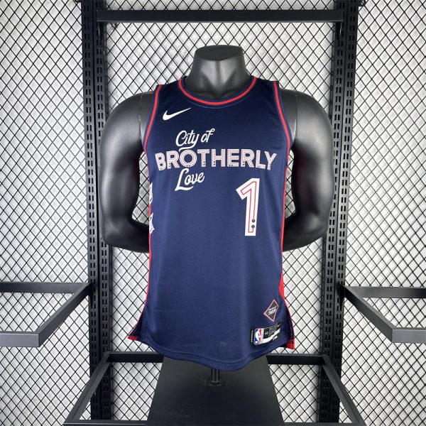 NBA Philadelphia 76ers 2024 Round Neck City Edition Black Jersey HARDEN#1 S-XXL