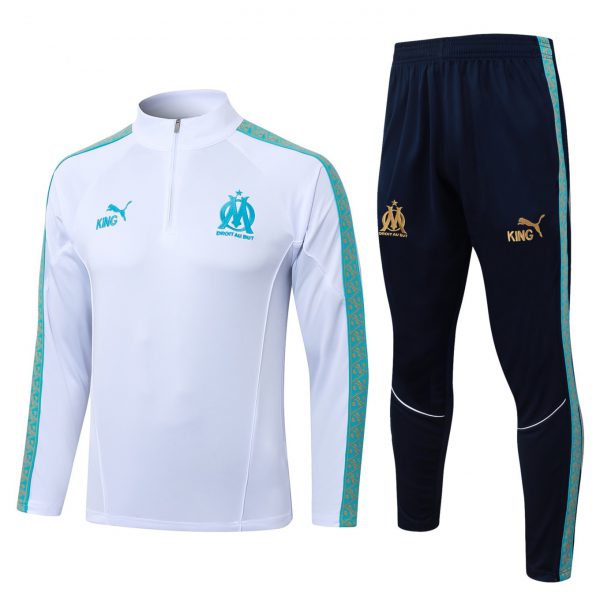 202526 Marseilles White Long-sleeved half-pull training kit Football team kit