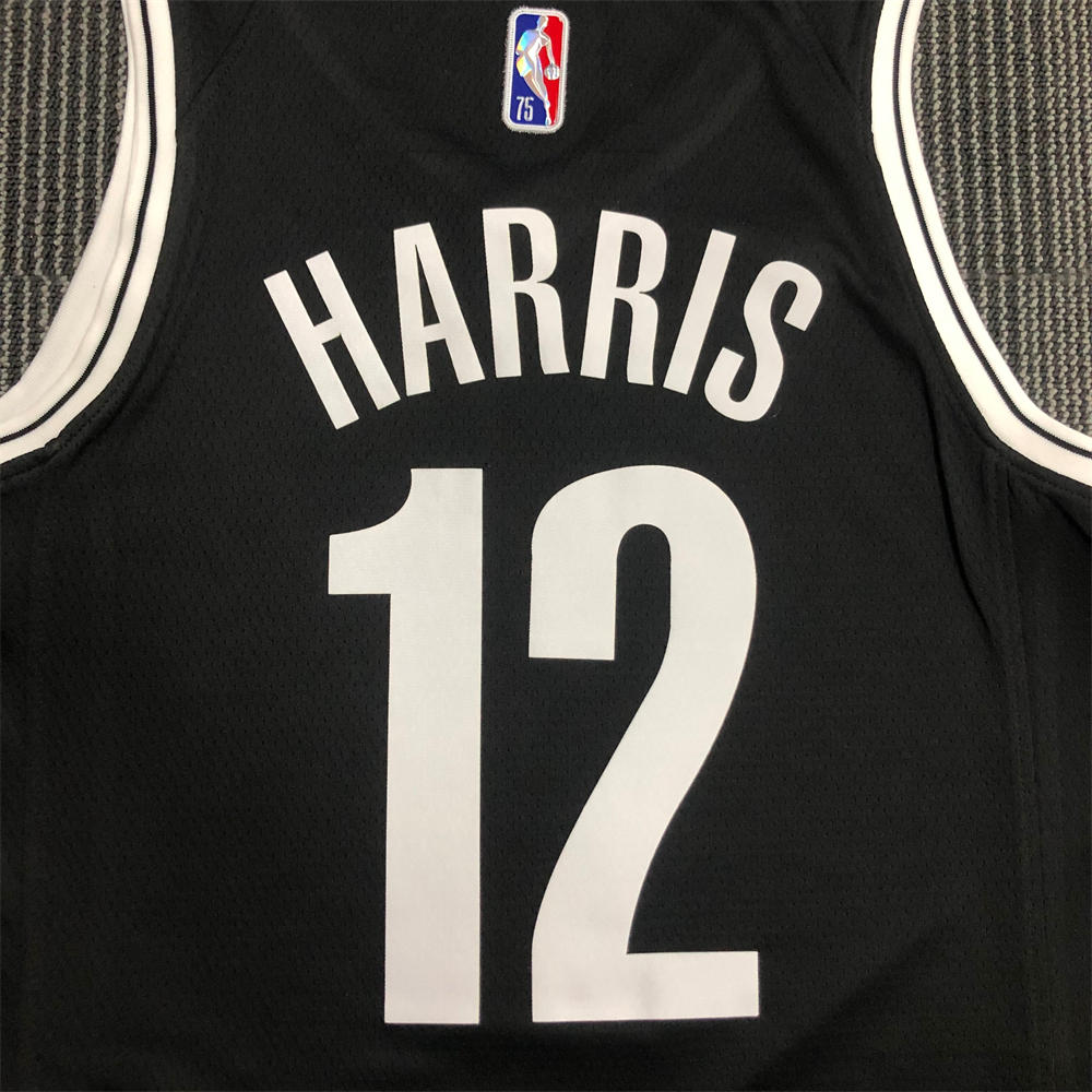 NBA Brooklyn Nets V-Neck Black 75th anniversary Jersey HARRIS#12 S-XXL