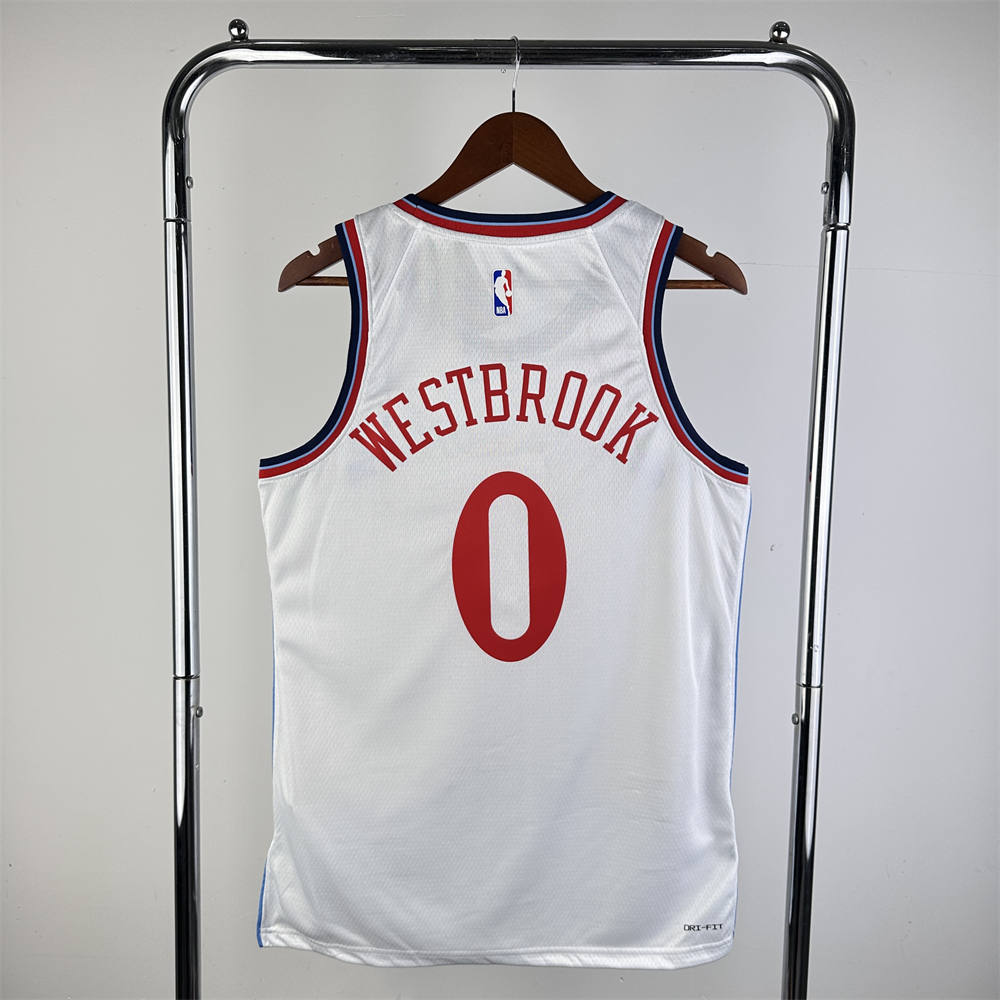 NBA Los Angeles Clippers 24/25 Round Neck White Jersey WESTBROOK#0 S-XXL