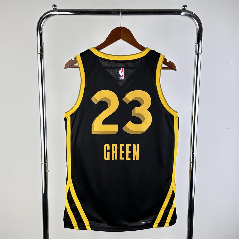 NBA Golden State Warriors 2024 V-Neck City Edition Black Jersey GREEN#23 S-XXL