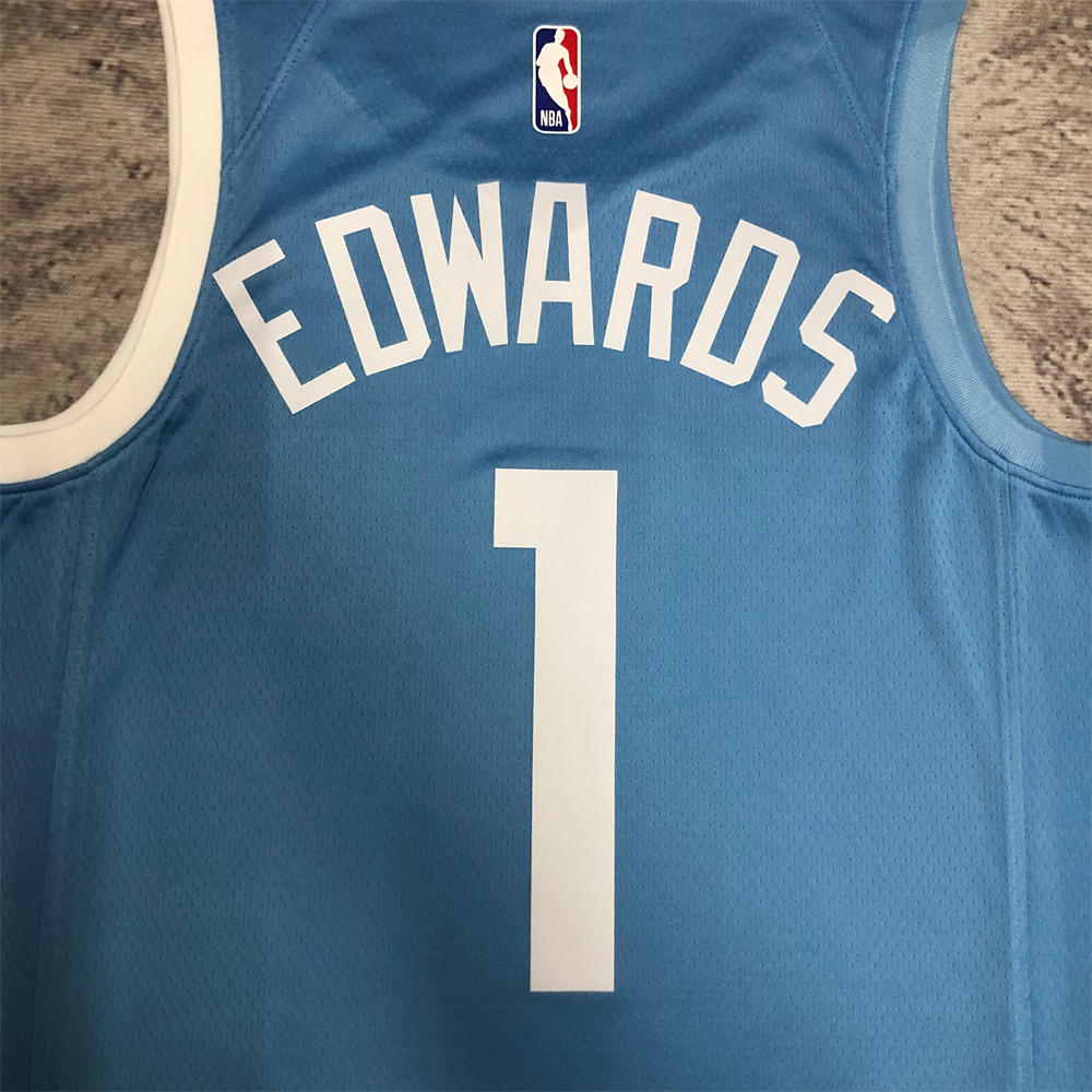 NBA Minnesota Timberwolves V-Neck Minnesota Timberwolves V-Neck White Jersey EDWA Jersey EDWARDS#1 S-XXL