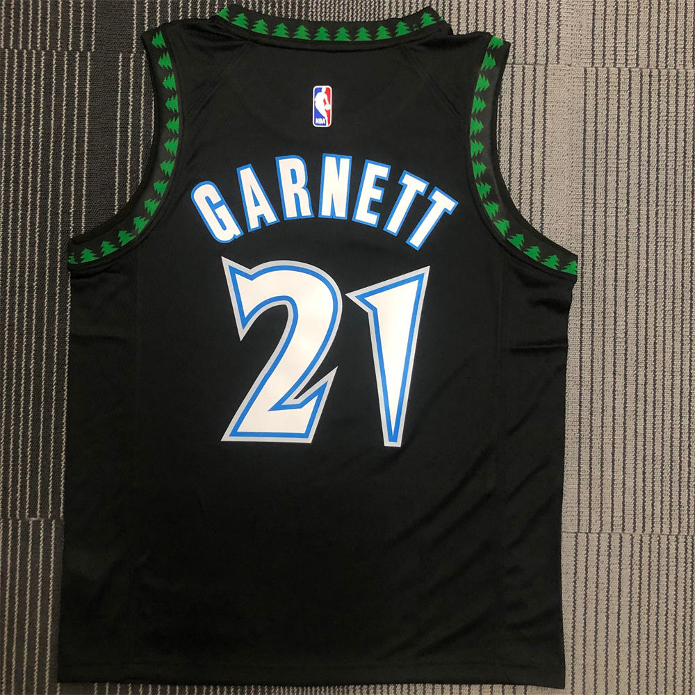 NBA Minnesota Timberwolves Round Neck Black Jersey GARNETT#21 S-XXL