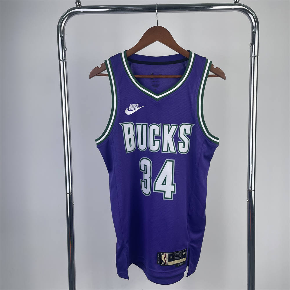 NBA Milwaukee Bucks V-Neck Purple jersey ANTETOKOUNMPO#34 S-XXL