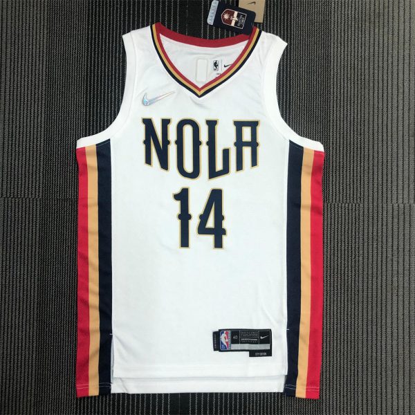 NBA New Orleans Pelicans V-Neck White 75th Anniversary jersey INGRAM#14 S-XXL