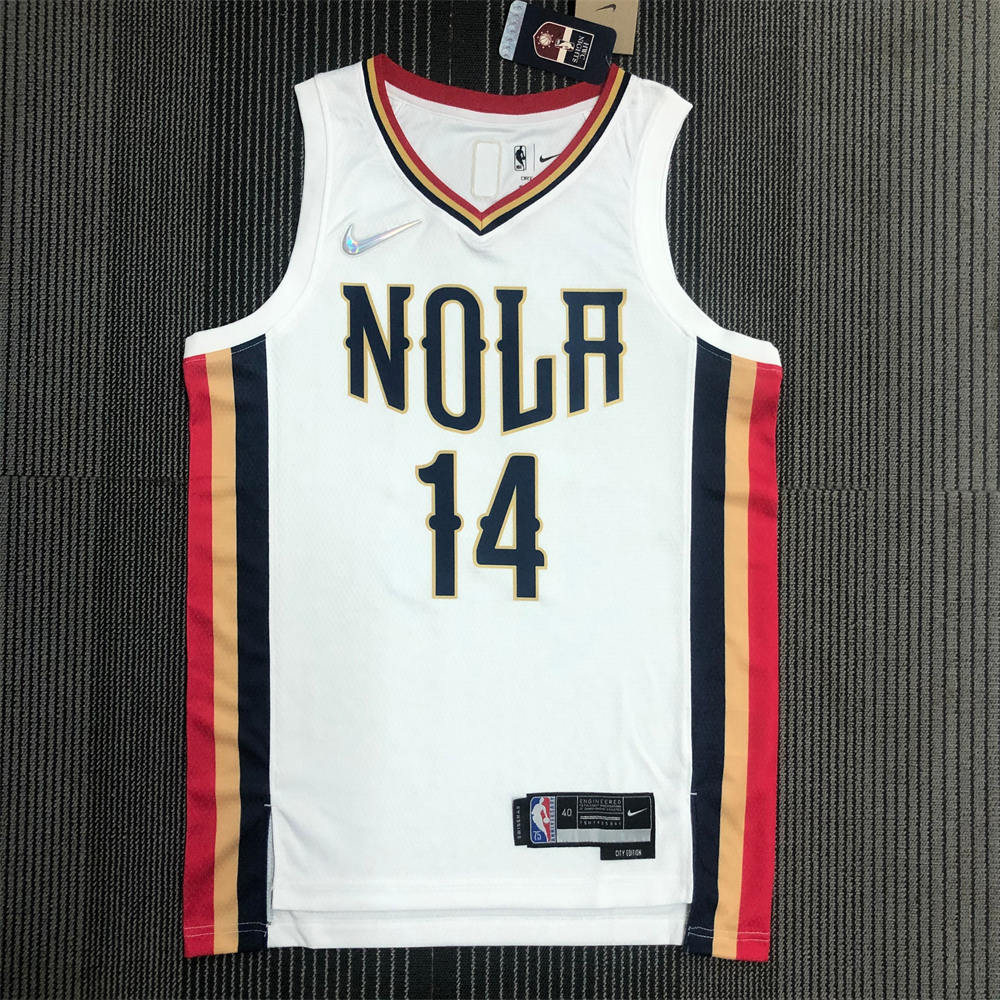 NBA New Orleans Pelicans V-Neck White 75th Anniversary jersey INGRAM#14 S-XXL