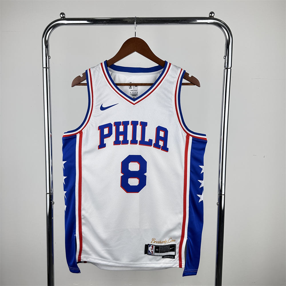 NBA Philadelphia 76ers 2023 V-Neck White Jersey GEORGE#8 S-XXL
