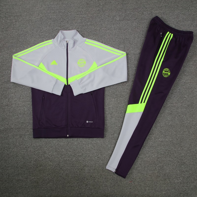 2024 Bayern Munich Grey Purple Jacket Training Suit Set Football Team Shirt Sports Fashion