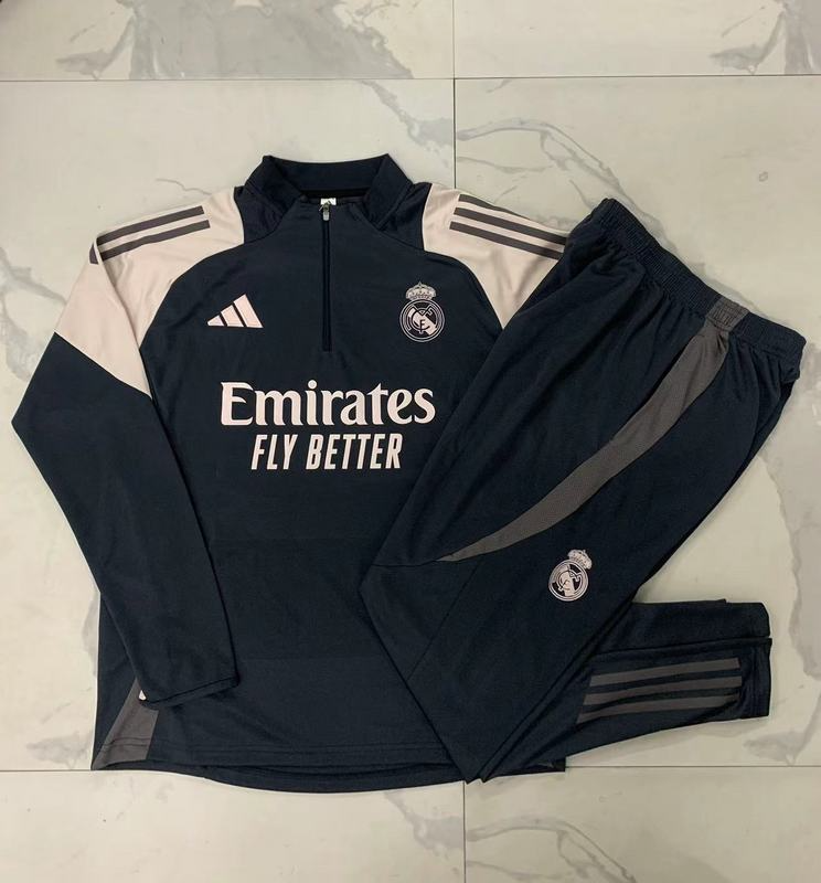 24/25 Real Madrid Grey Long-sleeved half-pull training kit Football team kit