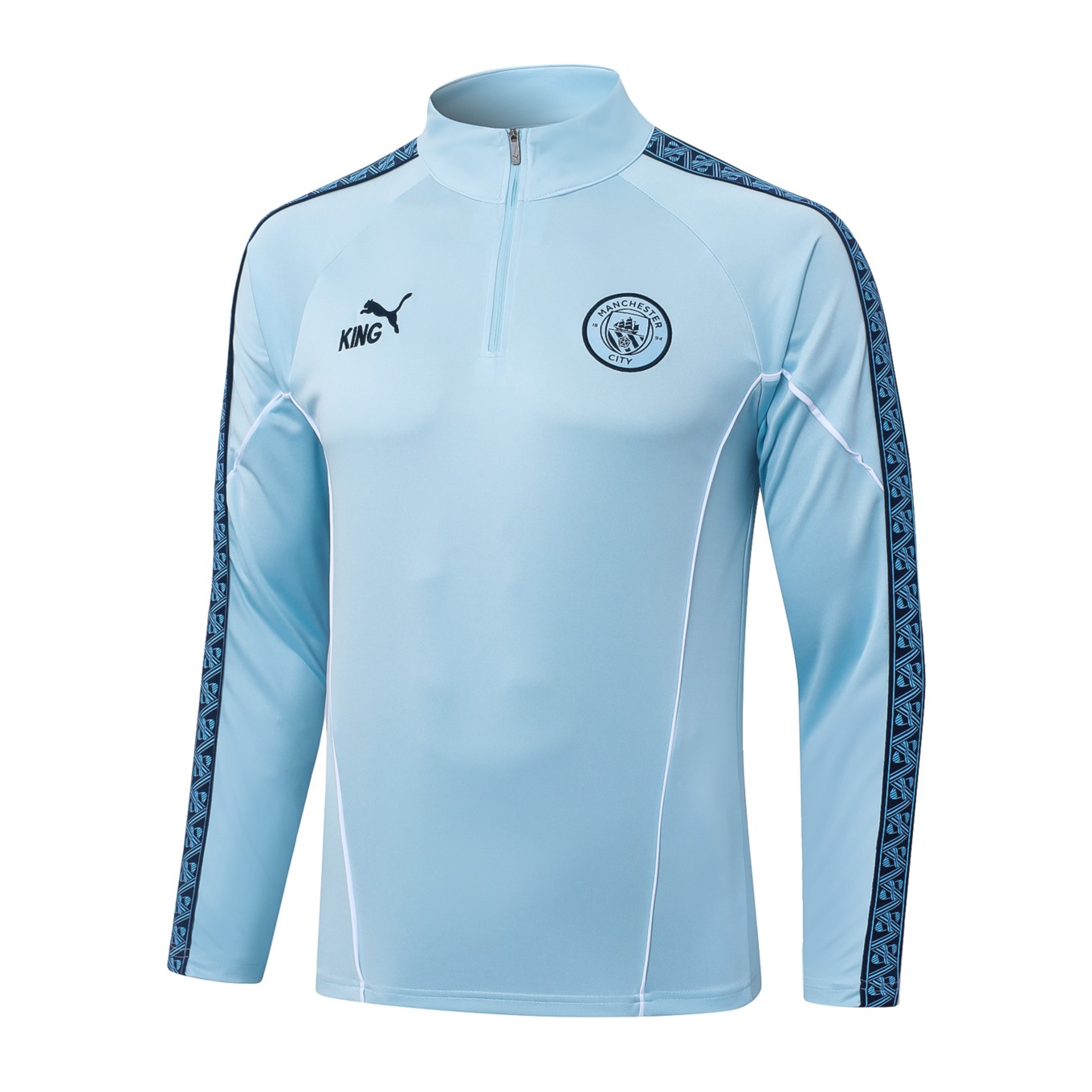 202526 Manchester City Light blue Long-sleeved half-pull training kit Football team kit
