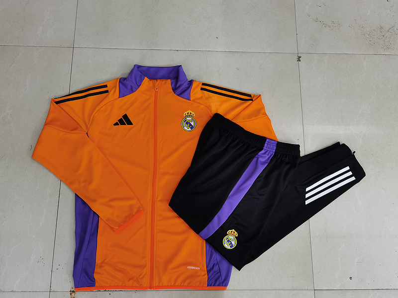 2024/25 Real Madrid Yellow Jacket Training Suit Set Football Team Shirt Sports Fashion