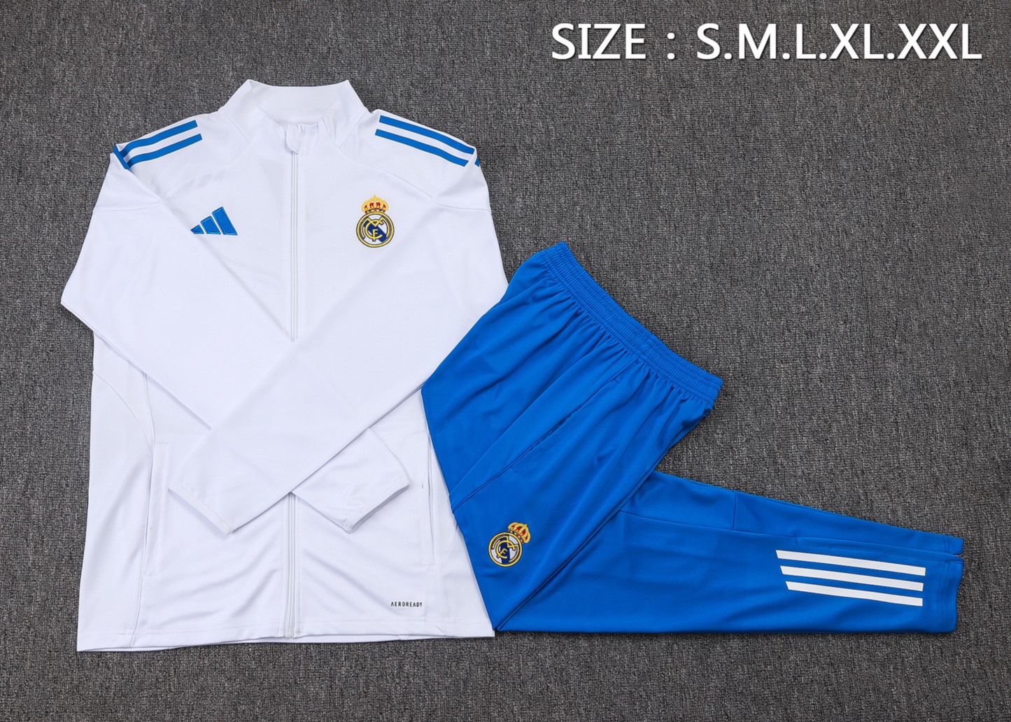 2025/26 Real Madrid white Jacket Training Suit Set Football Team Shirt Sports Fashion