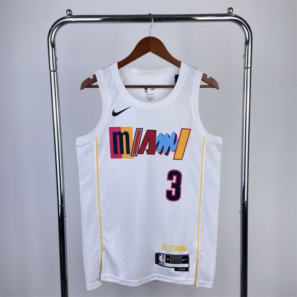 NBA Miami Hearts Round Neck City Edition White Jersey WADE#3 S-XXL