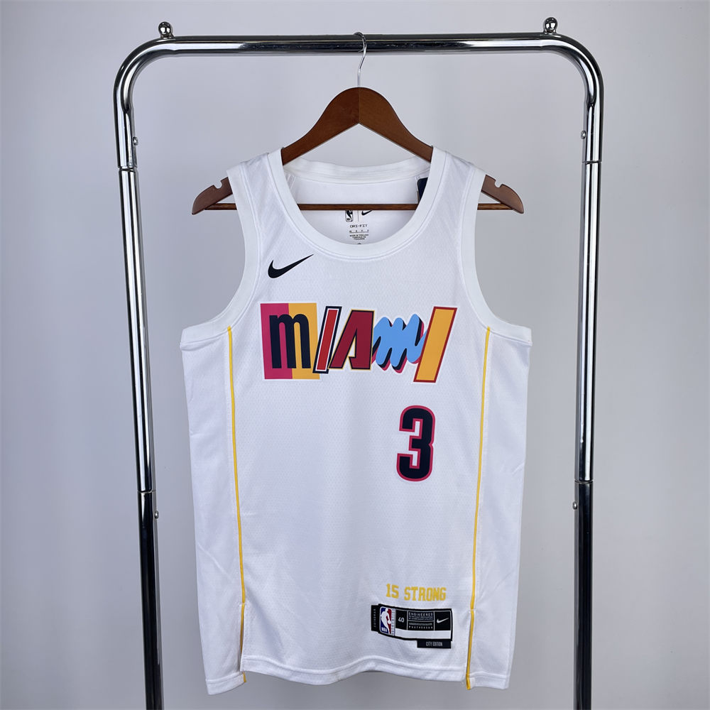 NBA Miami Hearts Round Neck City Edition White Jersey WADE#3 S-XXL