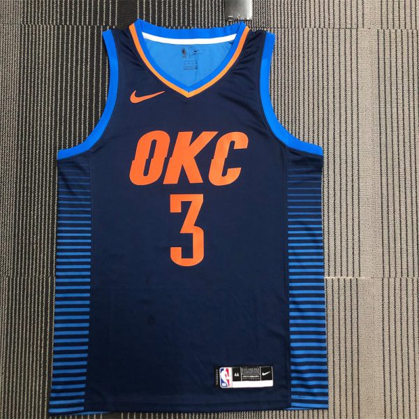 NBA Oklahoma City Thunder V-Neck Deep Blue Jersey PAUL#3 S-XXL