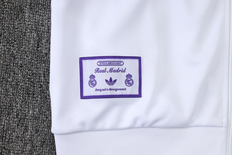 2025/26 Real Madrid White Jacket Training Suit Set Football Team Shirt Sports Fashion