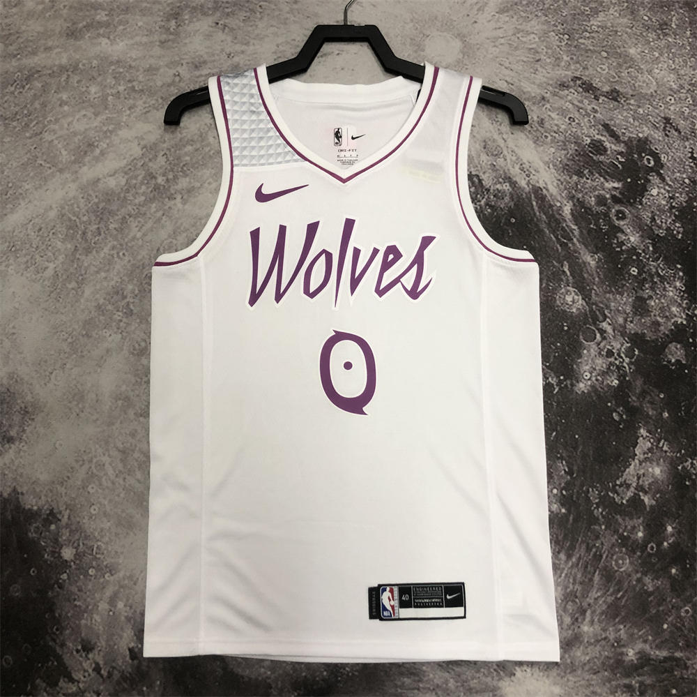 NBA Minnesota Timberwolves V-Neck White Jersey RUSSELL#0 S-XXL