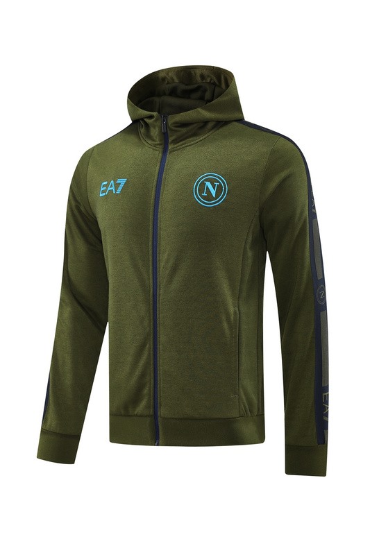 2024 Napoli Army Green Hoodie Jacket Kit Set Football Team Shirt Sports Fashion
