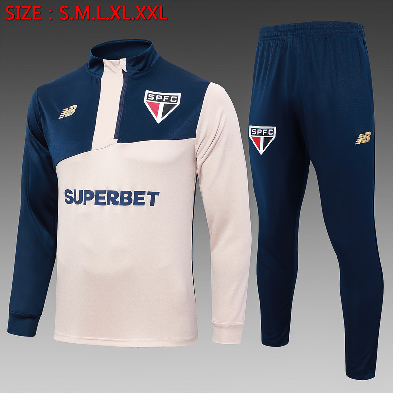 24/25 Sao Paulo Royal blue Yellow Long-sleeved half-pull training kit Football team kit