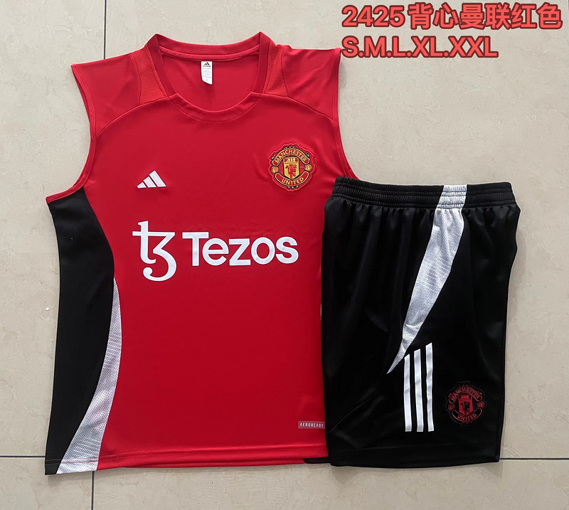24/25 Manchester United Red Training Set Shirt and Shorts