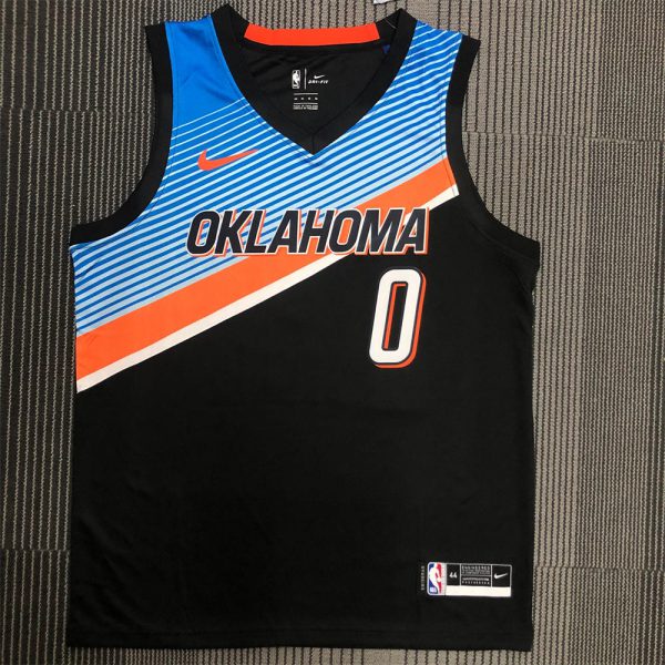 NBA Oklahoma City Thunder V-Neck Black Jersey WESTBROOK#0 S-XXL