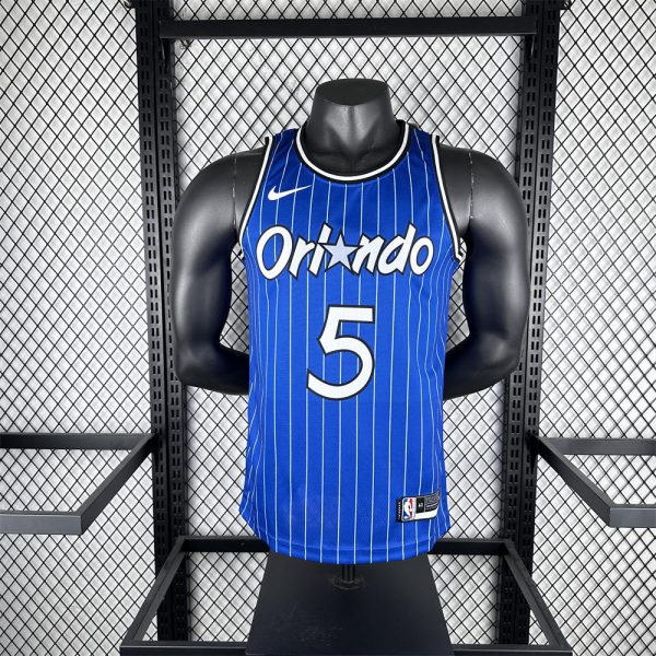 NBA Orlando Magic 2019 Retro Edition Round Neck Blue Jersey BANCHERO#5 S-XXL