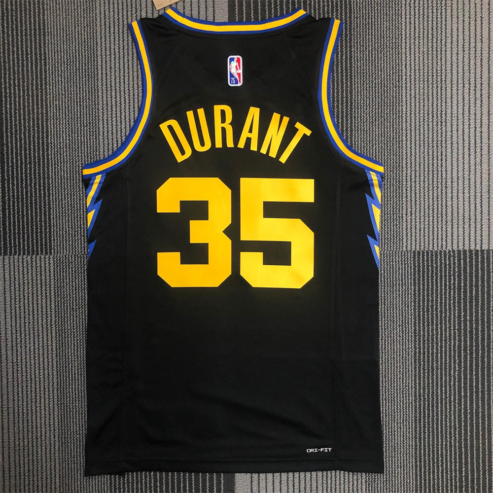 NBA Golden State Warriors V-Neck 75th anniversary Black Jersey DURANT#35 S-XXL