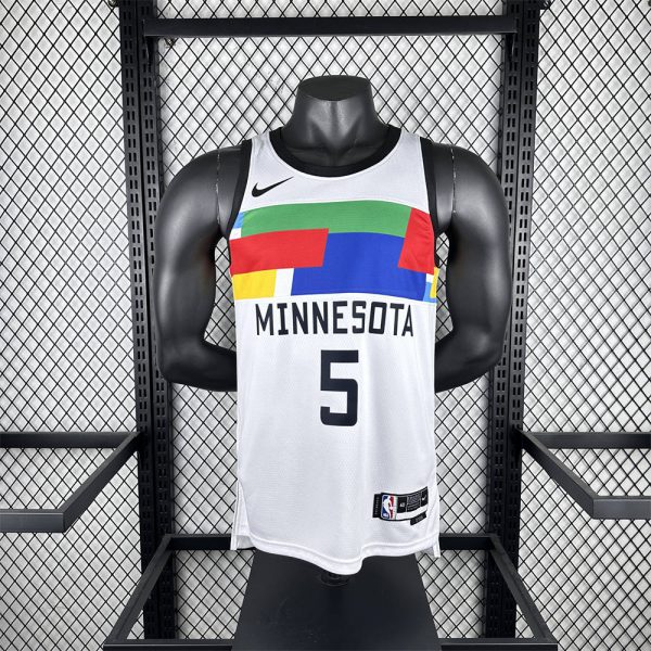 NBA Minnesota Timberwolves Round Neck Black Jersey EDWARDS#5 S-XXL